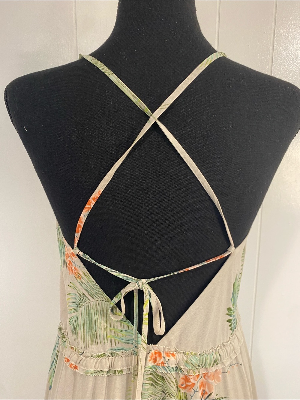 Floral Tiered Maxi Dress Romantic Resort Boho Tropical Flowy Island Chic Medium - Picture 9 of 14